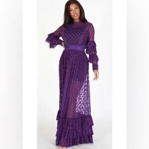 Elegant Purple Maxi Dress with Ruffle Tiers
